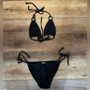 Black strappy swimsuit size small adjustable